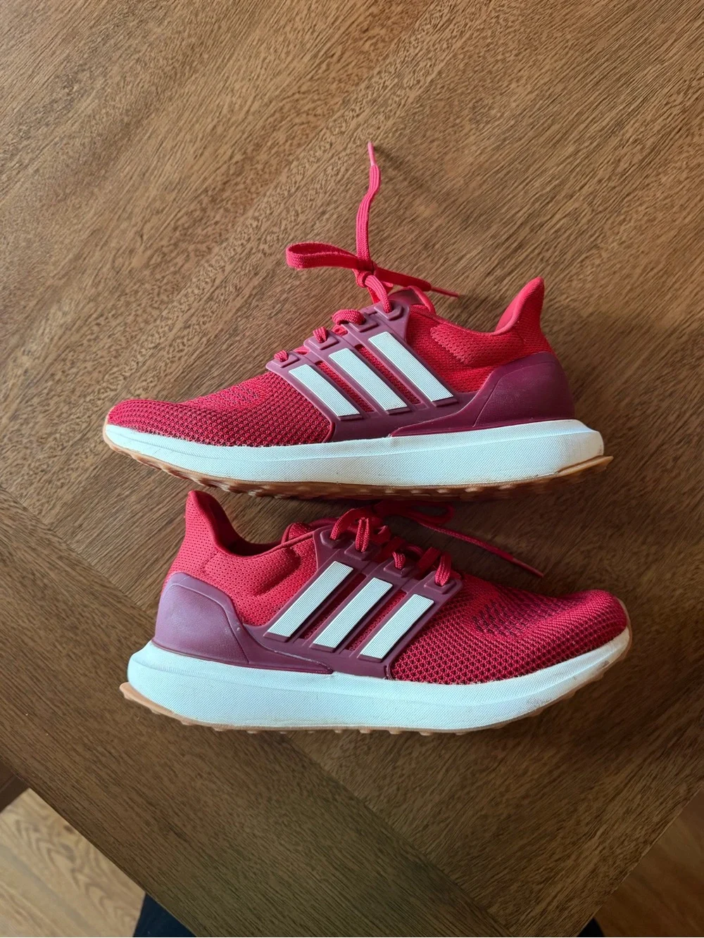 adidas Kids Pink Knit Sneakers with White Stripes